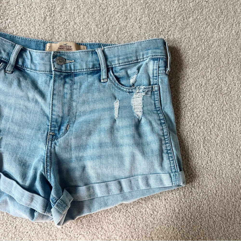Hollister High Rise Ripped Jean Shorts